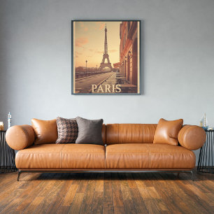 Paris Vintage Travel   Pastel Eiffel Tower  Poster