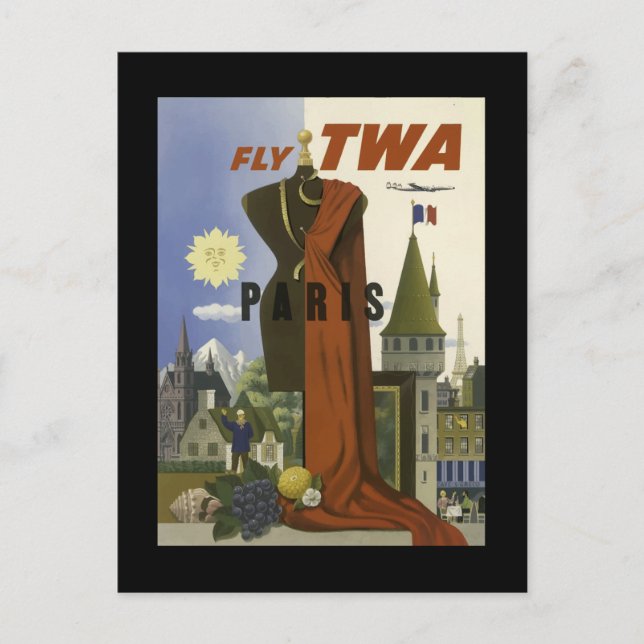 Paris, Vintage Travel Poster, Postcard (Front)