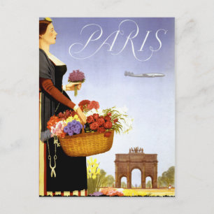 Paris Vintage Travel Poster Restored Postcard