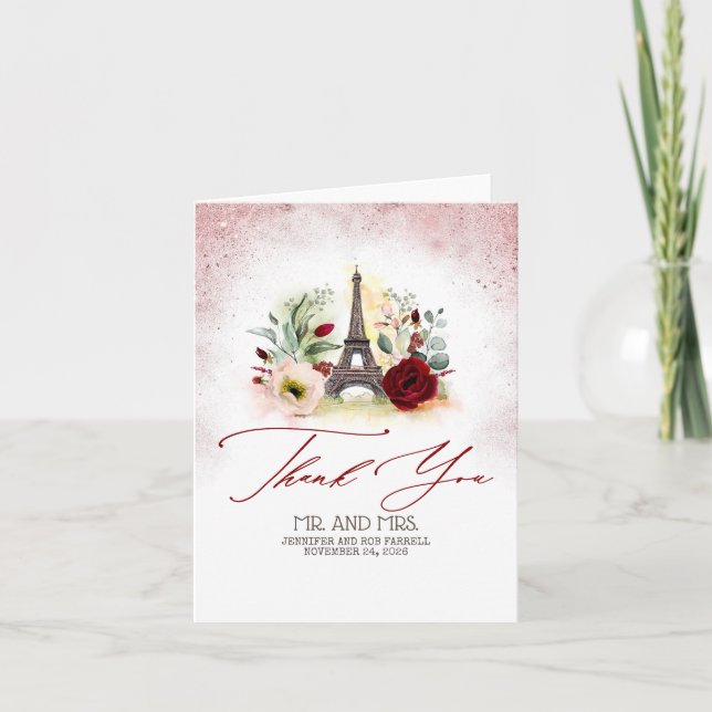 Paris Vintage Wedding Thank You Card (Front)