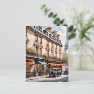 Paris watercolor painting  postcard