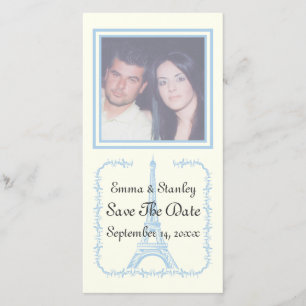 Paris wedding blue Eiffel Tower Save the Date