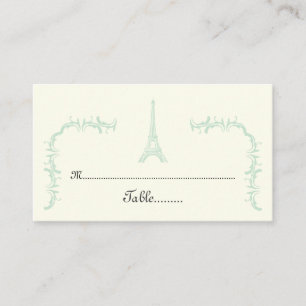 Paris wedding Eiffel Tower mint, ivory place card