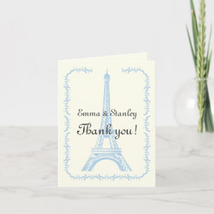 Paris wedding light blue Eiffel Tower Thank You