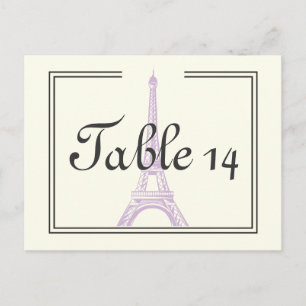 Paris wedding purple Eiffel Tower table number Postcard