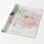 Paris Wedding Vintage Shabby-Chic Pink Rose Custom Wrapping Paper<br><div class="desc">Paris theme Wedding Party Pack ready to be customized to your event specifics. See the full range of matching products in this exclusive set and more here... </div>