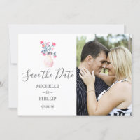 Paris Wedding watercolor floral Save the Date