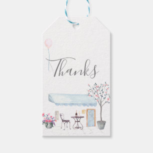 Paris Wedding watercolor wildflowers guest favour Gift Tags