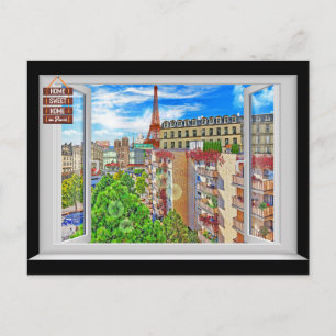 Paris window postcard