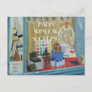 PARIS WINDOW SHOPPING POSTCARD