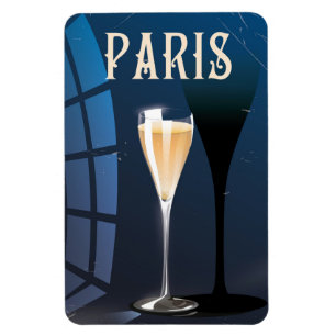 Paris wine drink vintage style travel poster magnet