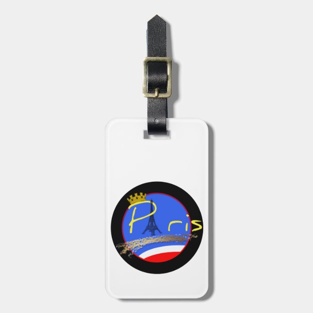 Paris with Crown Eiffel Tower Luggage Tag (Front Vertical)
