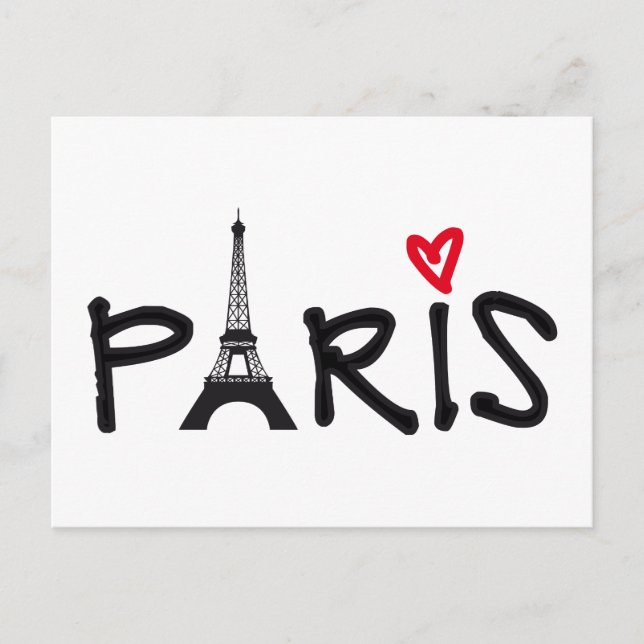 Paris with Eiffel tower and red heart Postcard (Front)
