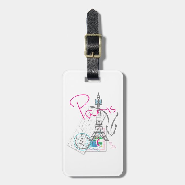 Paris with love and Eiffel Tower Luggage Tag (Front Vertical)