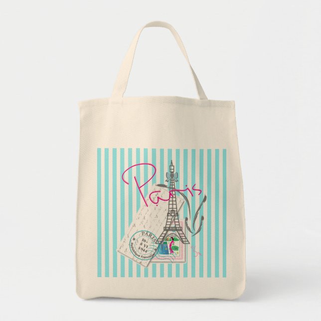 Paris with love and Eiffel Tower Tote Bag (Front)