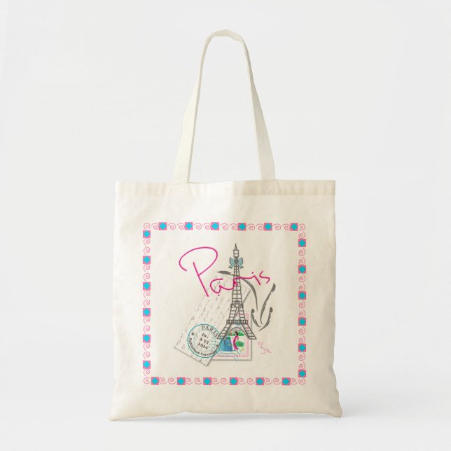Paris with love and Eiffel Tower Tote Bag (Front)