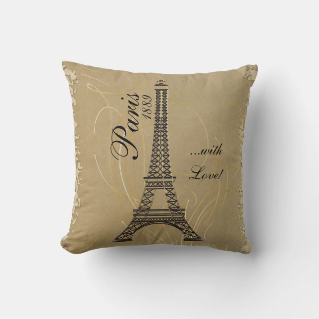 Paris with Love Throw Pillow (Front)