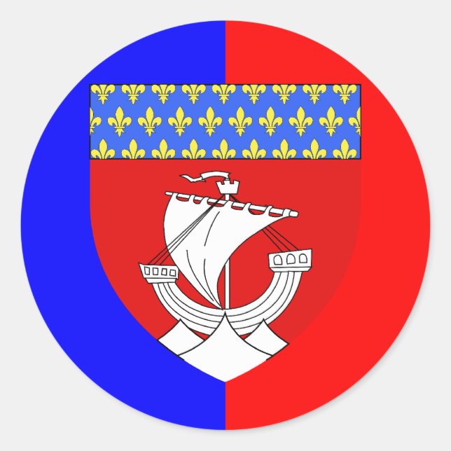 Paris With Shield, France Classic Round Sticker (Front)