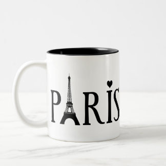 Paris with the Eiffel tower and love Two-Tone Coffee Mug
