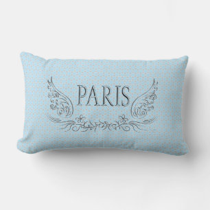 Paris with Wings and Flower design Lumbar Pillow