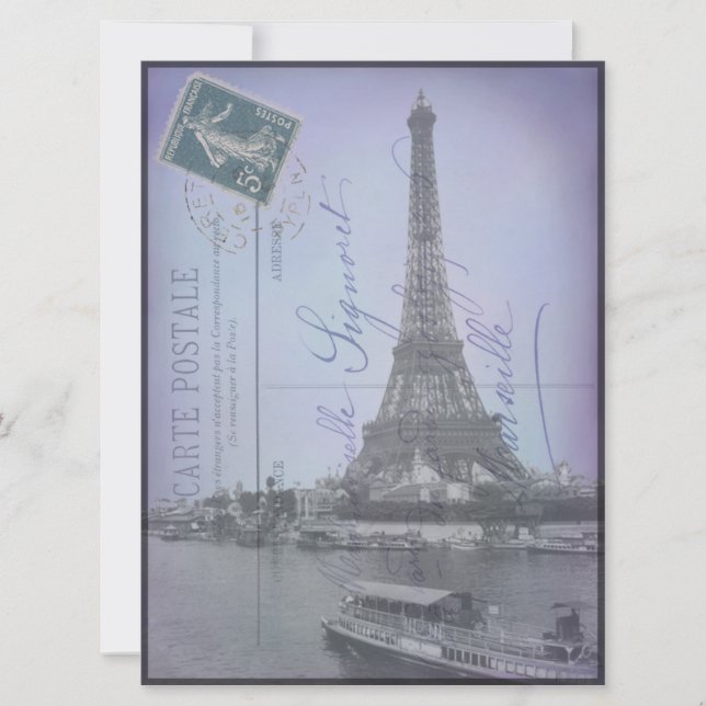Paris World's Fair French Postcard Invites (Front)