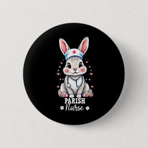 Parish Nurse Bunny With Stethoscope Easter Nurse  2 Inch Round Button