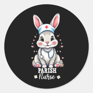 Parish Nurse Bunny With Stethoscope Easter Nurse Classic Round Sticker