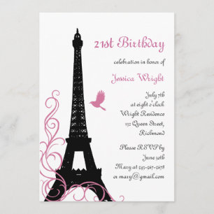 Parisian 21st Birthday Invitation (white)