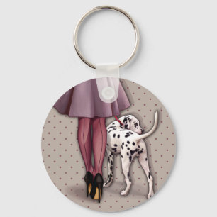 Parisian and its Dalmatian in walk Keychain