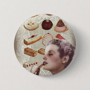 parisian bakery cupcake pastry retro cookies 2 inch round button
