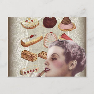 parisian bakery cupcake pastry retro cookies postcard