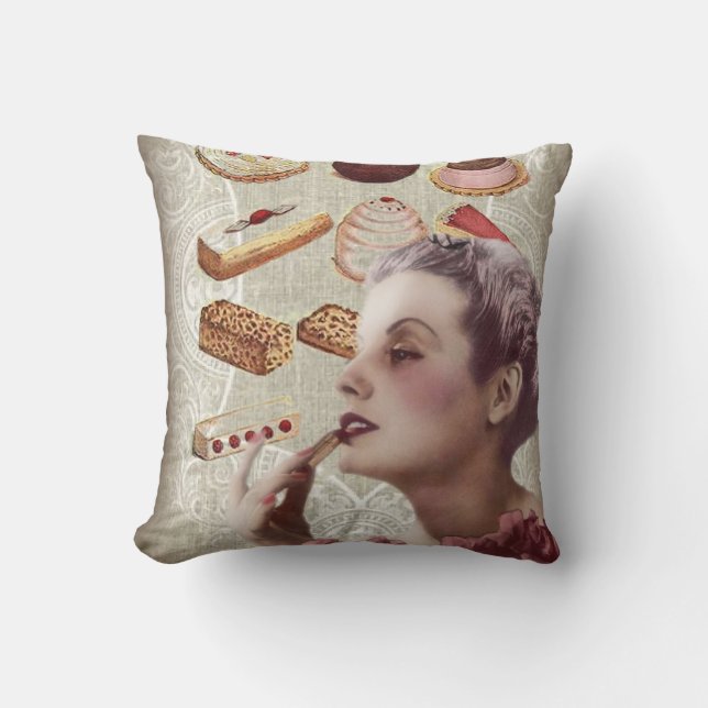 parisian bakery cupcake pastry retro cookies throw pillow (Front)