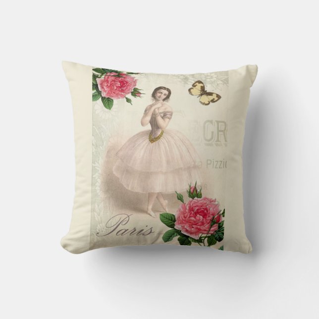 Parisian Ballerina Throw Pillow (Front)