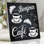 Parisian Bistro Chalkboard Café Tile<br><div class="desc">Capture the charm of a Parisian café with this chalkboard-inspired tile featuring hand-drawn coffee cups, croissants, and vintage café typography in black and white. The artistic freehand sketch style and slightly distressed details evoke a cozy and nostalgic bistro vibe. Perfect for backsplashes, accent walls, or adding a touch of French...</div>