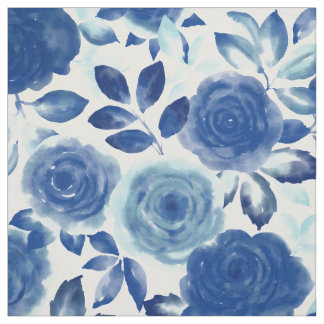 PARISIAN BLOOM Blue Roses Fabric