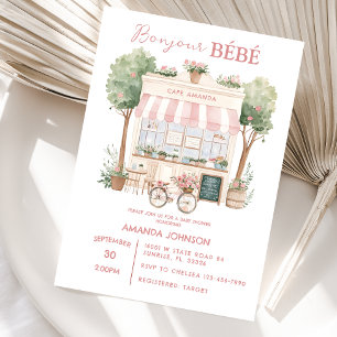 Parisian Cafe Afternoon Baby Shower Invitation