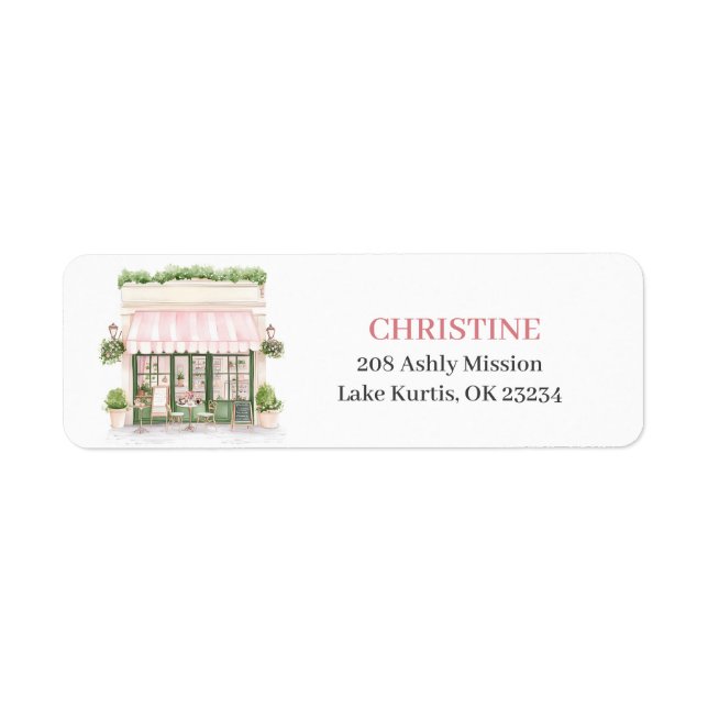 Parisian cafe baby shower Address Label (Front)