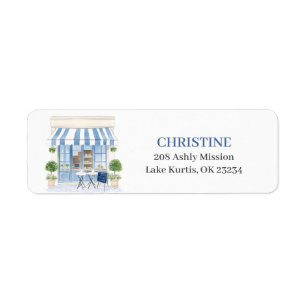 Parisian cafe baby shower Address Label