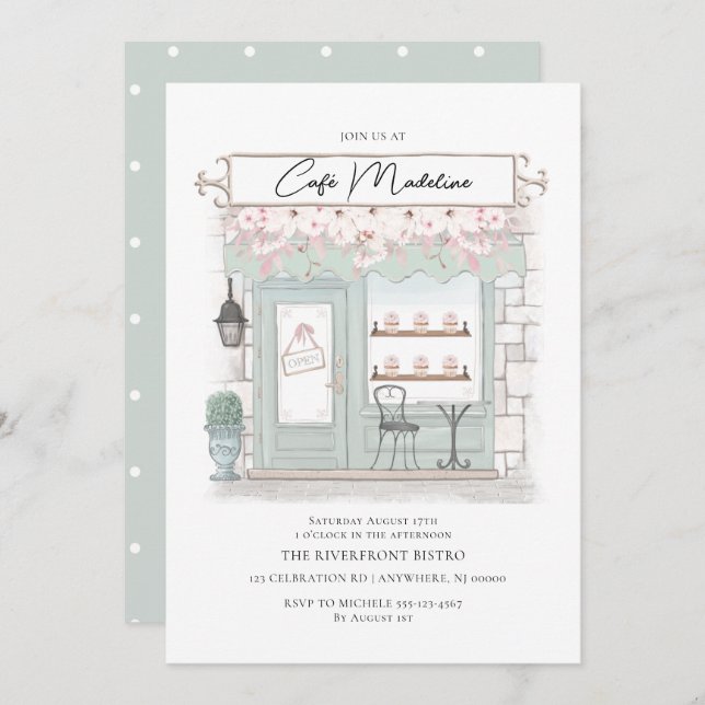 Parisian Cafe Birthday Invitation (Front/Back)