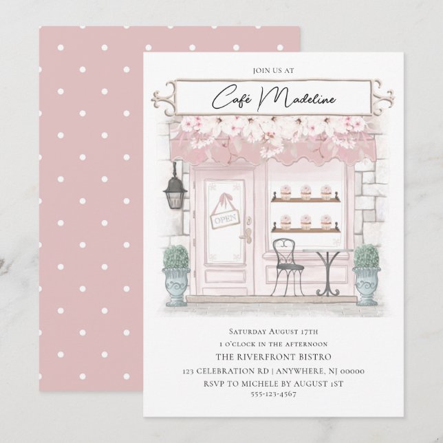 Parisian Cafe Birthday Invitation (Front/Back)