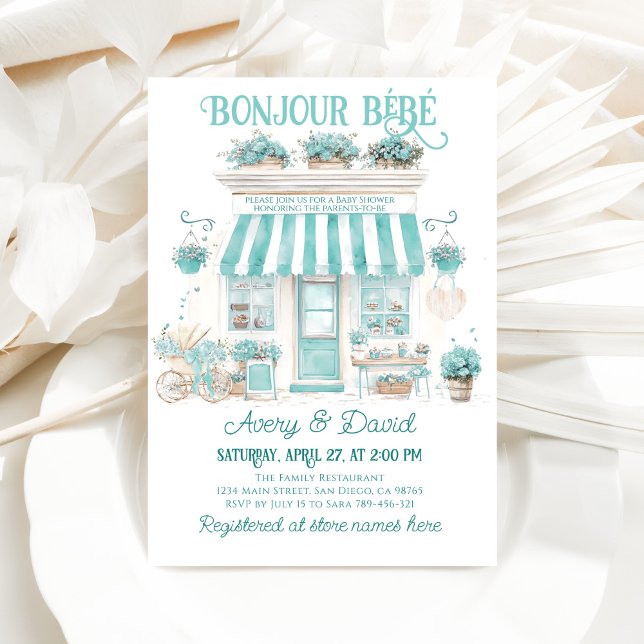Parisian Cafe Bonjour Bebe theme Baby Shower Invitation (Creator Uploaded)