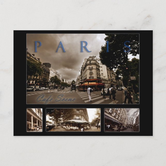 Parisian Cafe Scene Postcard (Front)
