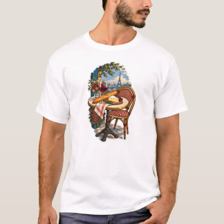Parisian Café Table Wine T-Shirt Design