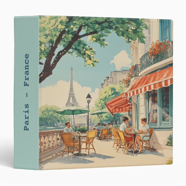 Parisian Café with Eiffel View Binder (Front/Spine)