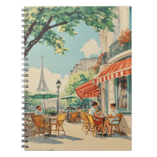Parisian Café with Eiffel View Notebook