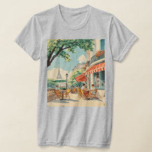 Parisian Café with Eiffel View T-Shirt