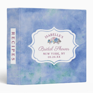 Parisian Charm Blue Bridal Shower Recipe Card Binder