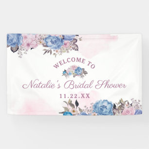 Parisian Charm Blue & Pink Bridal Shower Welcome Banner