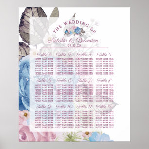 Parisian Charm Blue & Pink Table Seating Chart