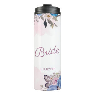 Parisian Charm Chic Floral Personalized Bride Thermal Tumbler